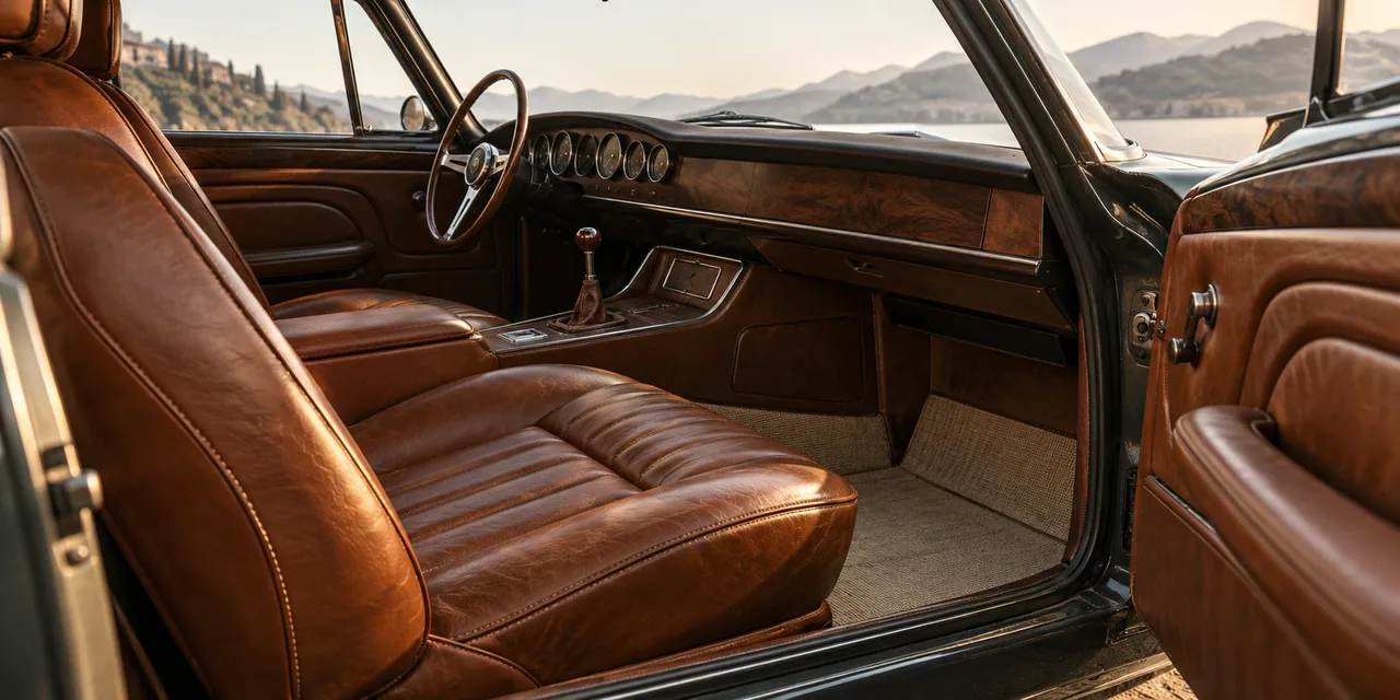 Étude conceptuelle : sellerie cognac d’une automobile de collection
